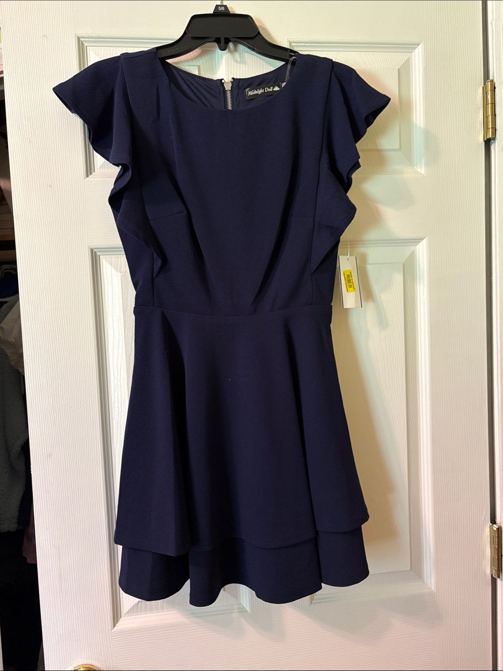 Midnight Doll Navy Ruffle Sleeve Mini Dress
